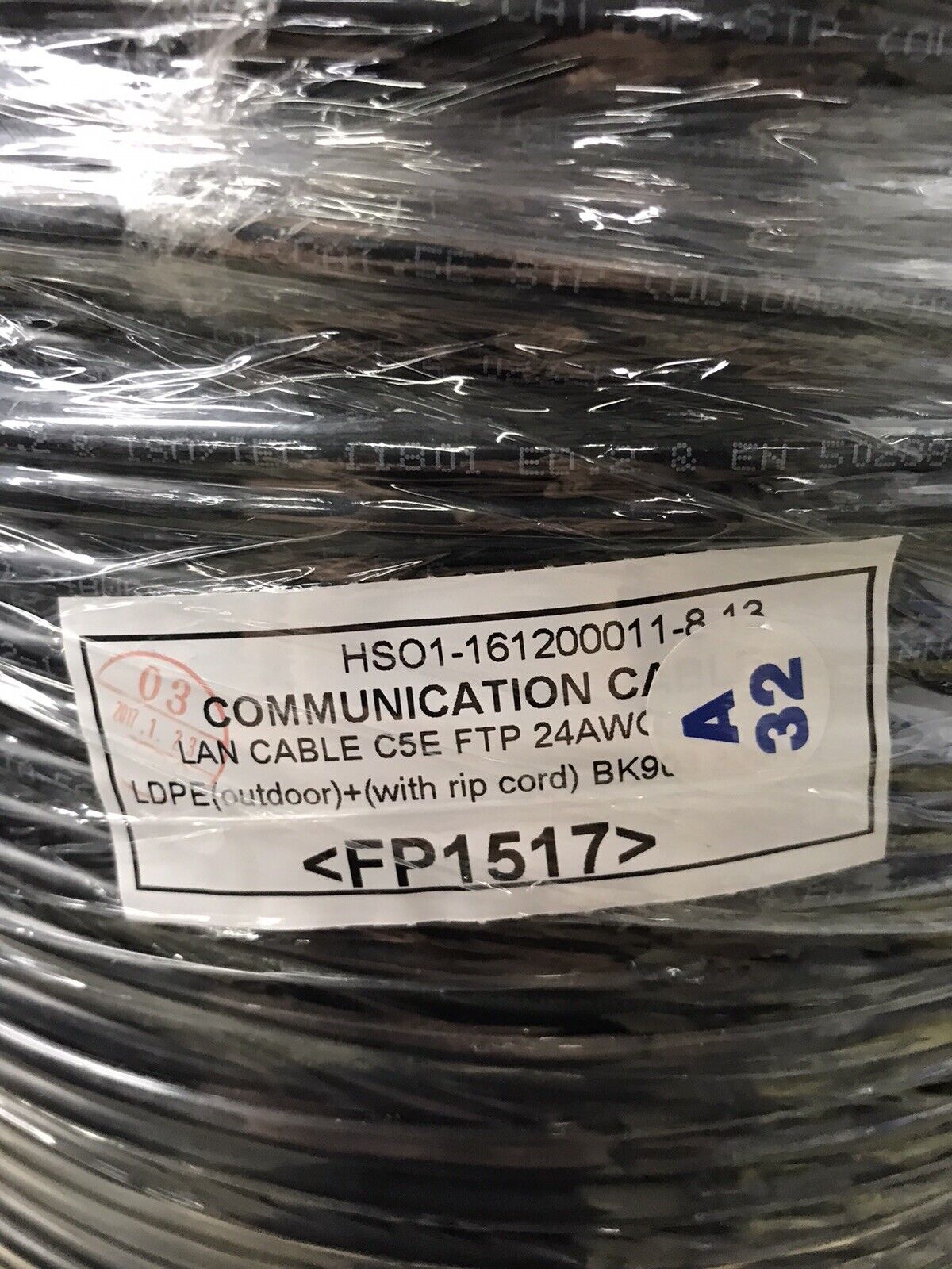Cat5E FTP Outdoor Use 24AWGX4P 1000ft Black Ethernet Wire