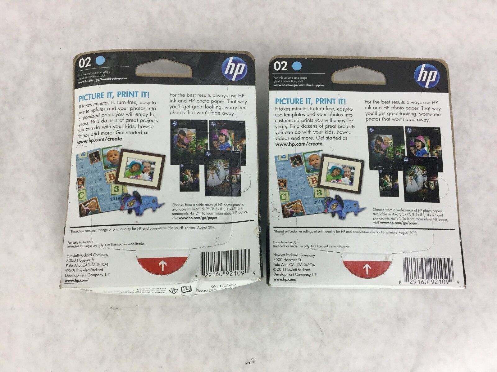 Genuine HP 02 Light Cyan Cartridge C8774WN, Lot of 2, NEW Sealed