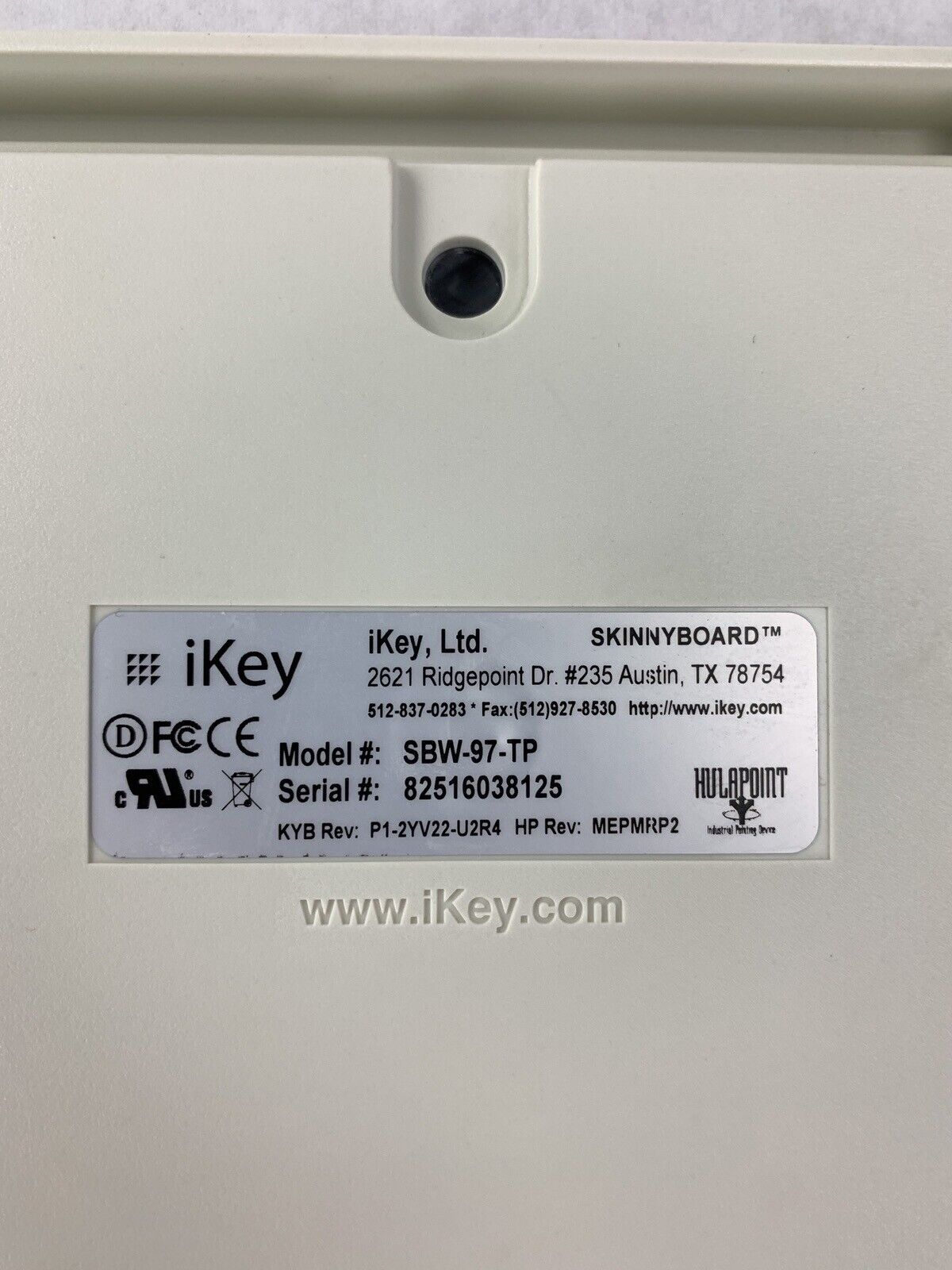 iKey Sk-97-TP Water Resistant USB Industrial Desktop Keyboard White SkinnyBoard