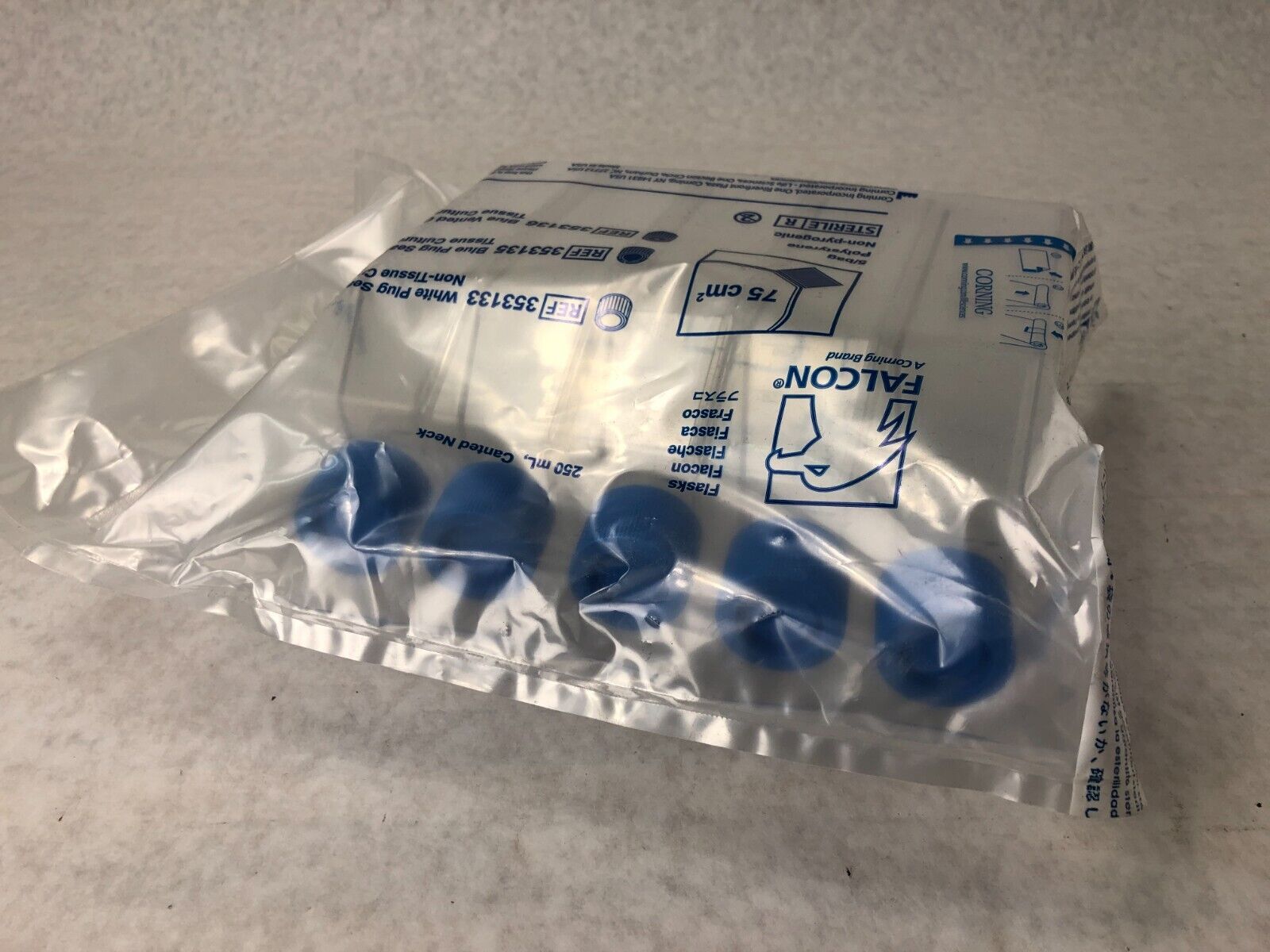 Falcon 353136 250ML Flask Canted Neck BLue Vented Cap Sterile Lot of 10