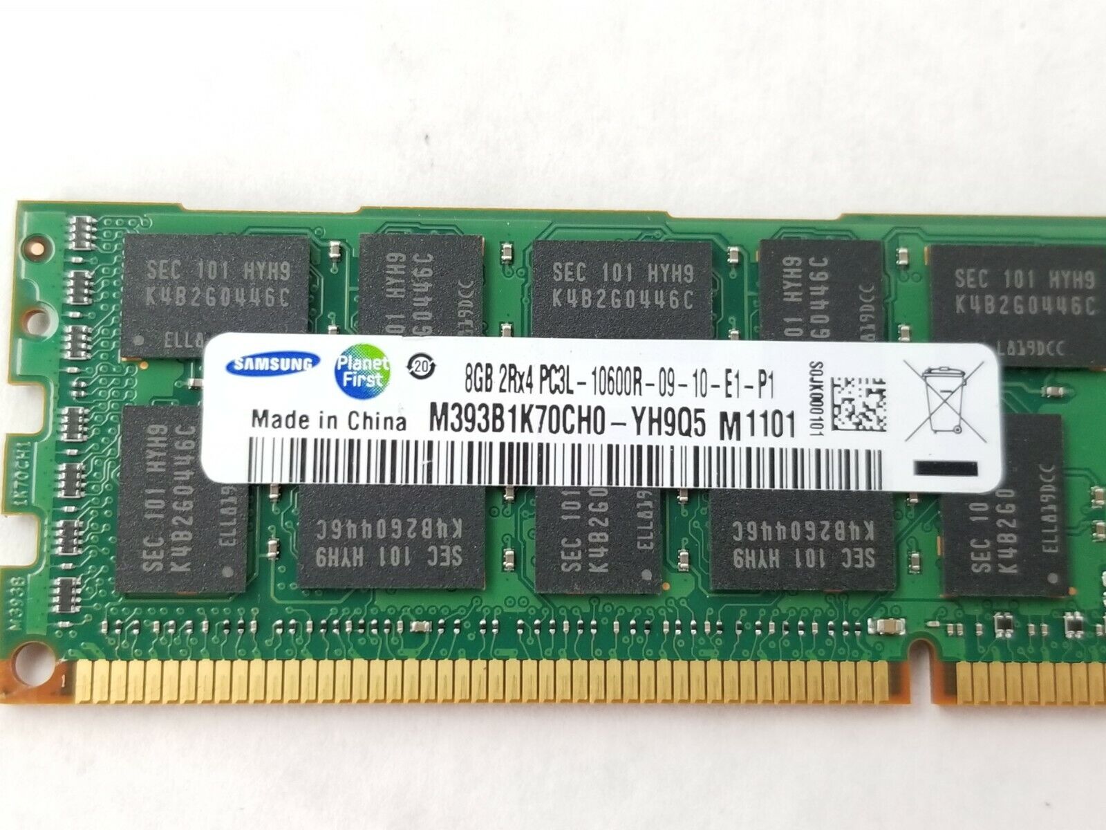 Samsung M393B1K70CH0-YH9 8GB 2Rx4 PC3L-10600R-09-10-E1-P1 Server Memory