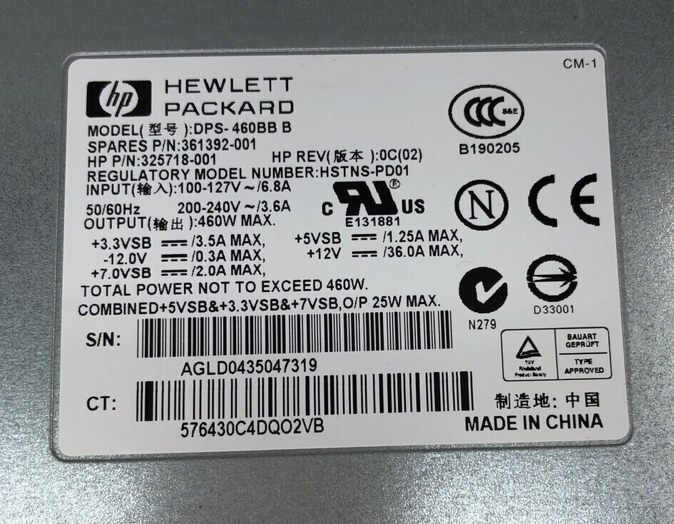 Hewlett Packard HP DPS-460BB B Power Supply