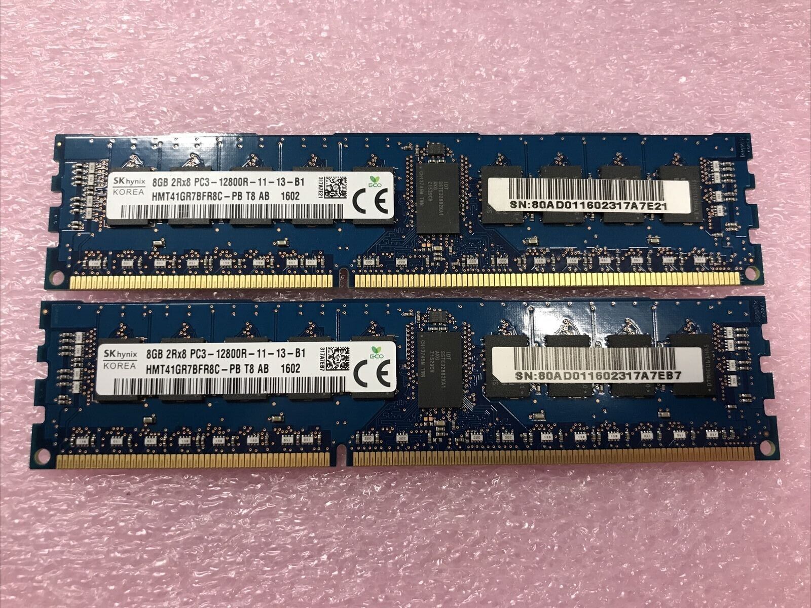 Hynix 16GB Kit 2x8GB PC3-12800R-11-13-B1 Laptop Memory HMT41GR7BFR8C