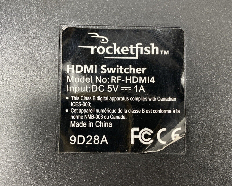 Rocketfish RF-HDMI4 HDMI Switch 4 Port 4k Ultra HD HDR 18 Gbps + Remote Control