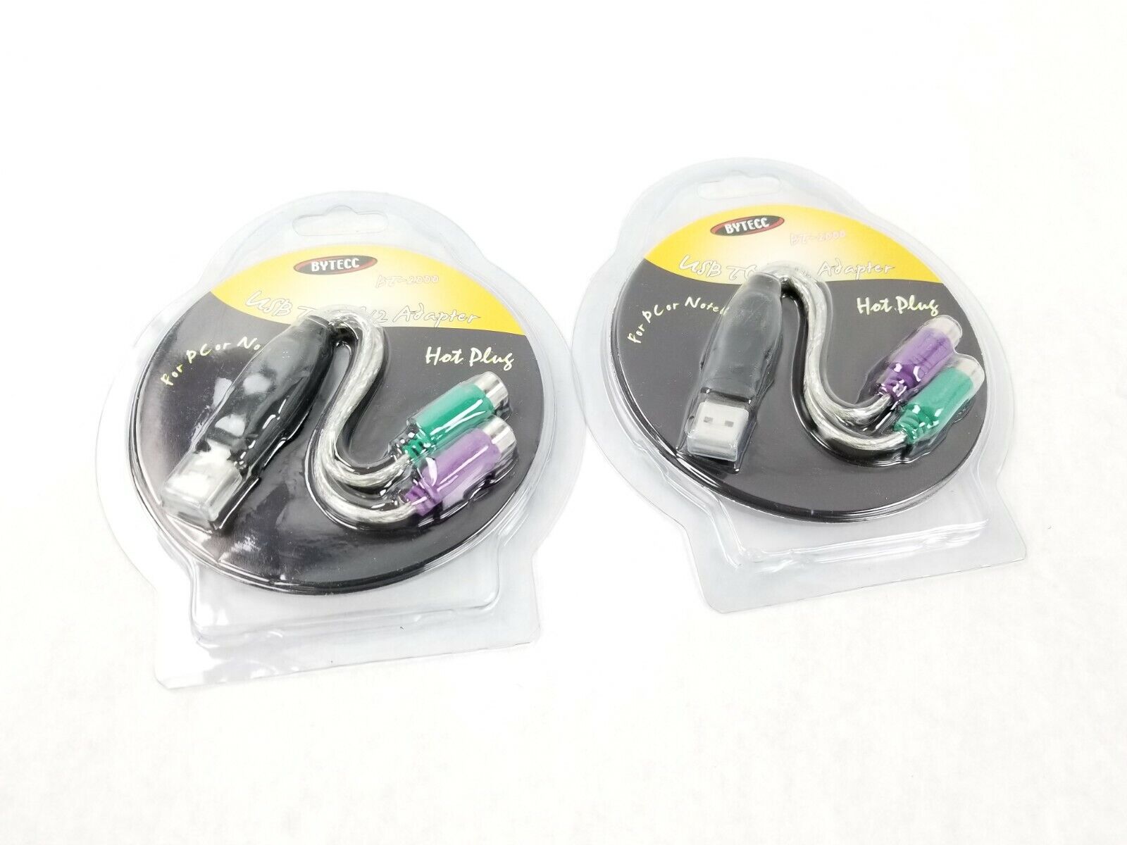 Lot of (2)  BYTECC BT-2000 USB (Male) to PS2 (Female) Adapter