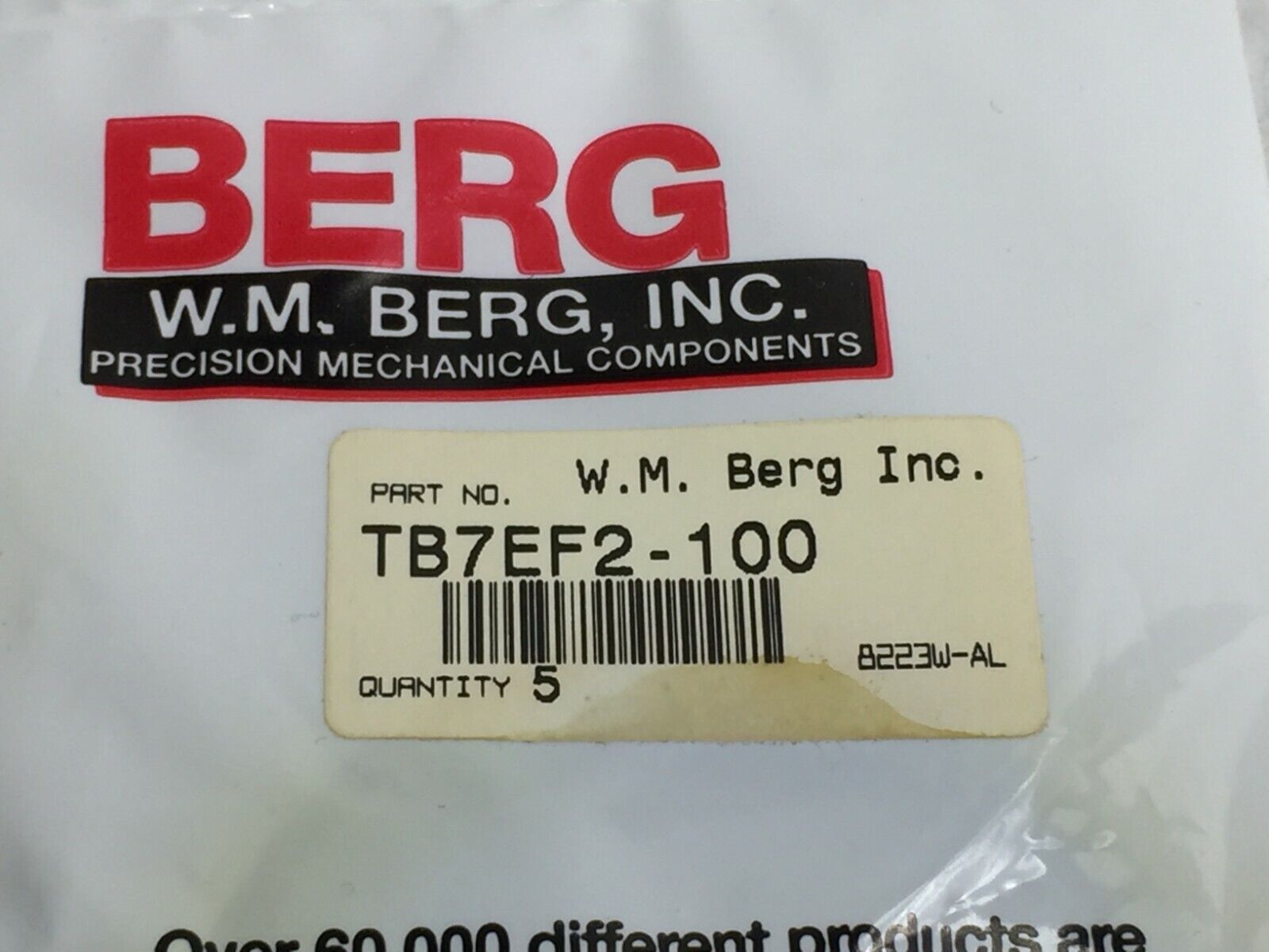 W.M. Berg O-Ring TB7EF2-100  Factory Sealed Package of 5  NOS
