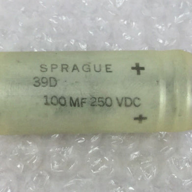 Sprague Capacitor, 7234LC, 39D, 100MF 250VDC, NEW