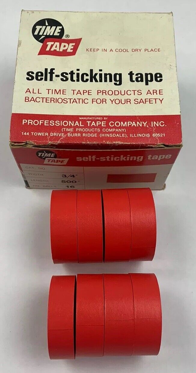 Time Tape 3/4" x 500" Self-Sticking Red Bacteriostatic Color-Code Tape - 8 Rolls