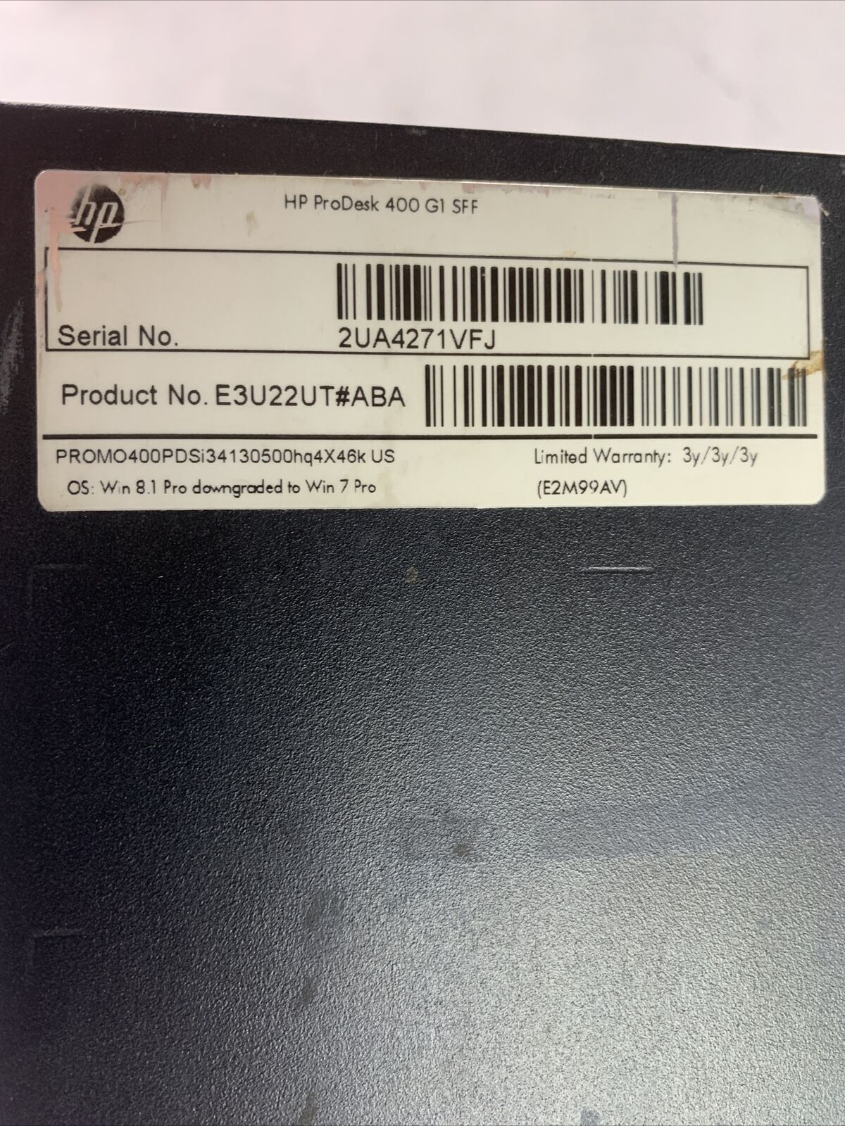 HP ProDesk 400 G1 SFF Intel Core i3-4130 3.4GHz 4GB RAM No HDD No OS