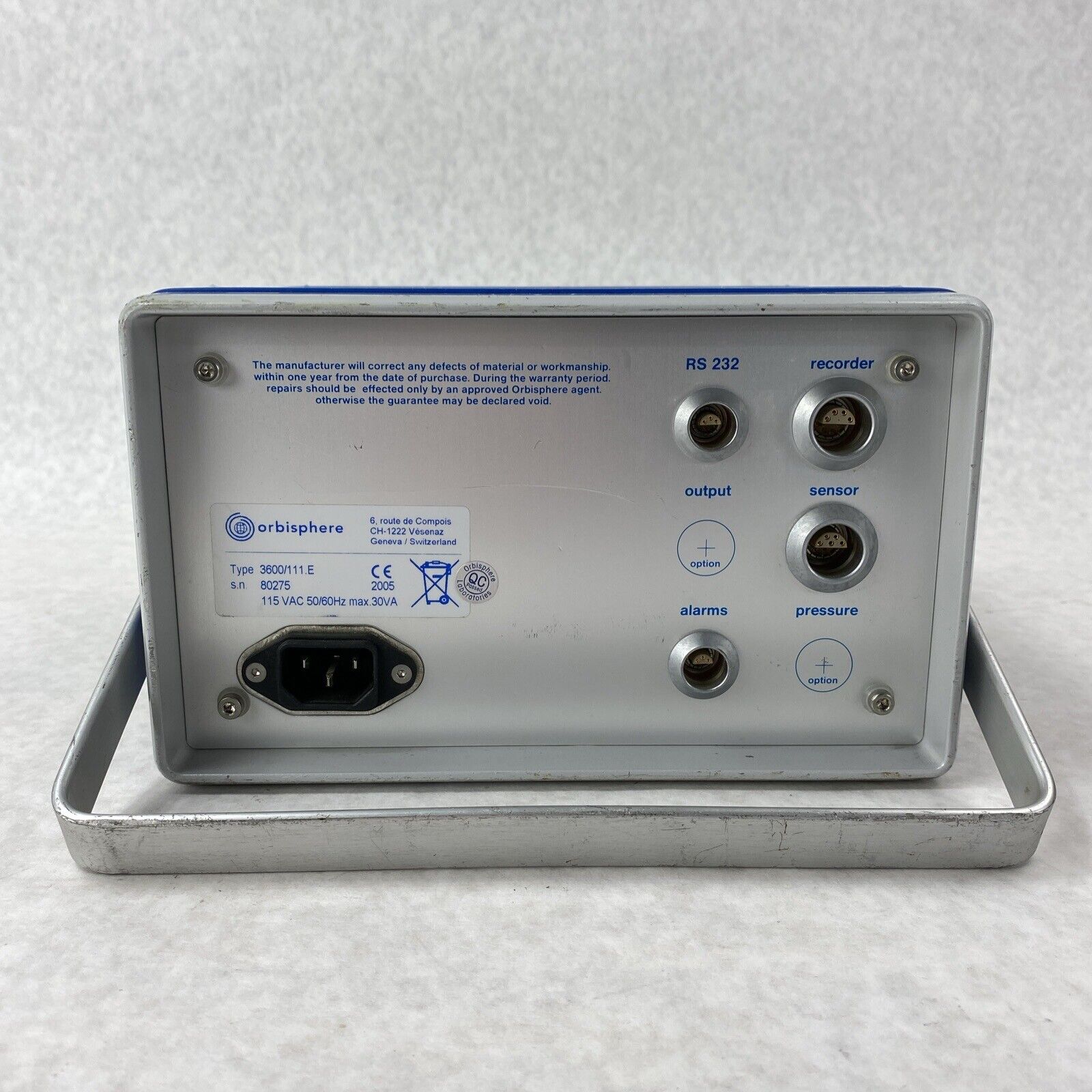 Orbisphere Laboratories Model 3600 Analyzer w/ Key and Power Adapter