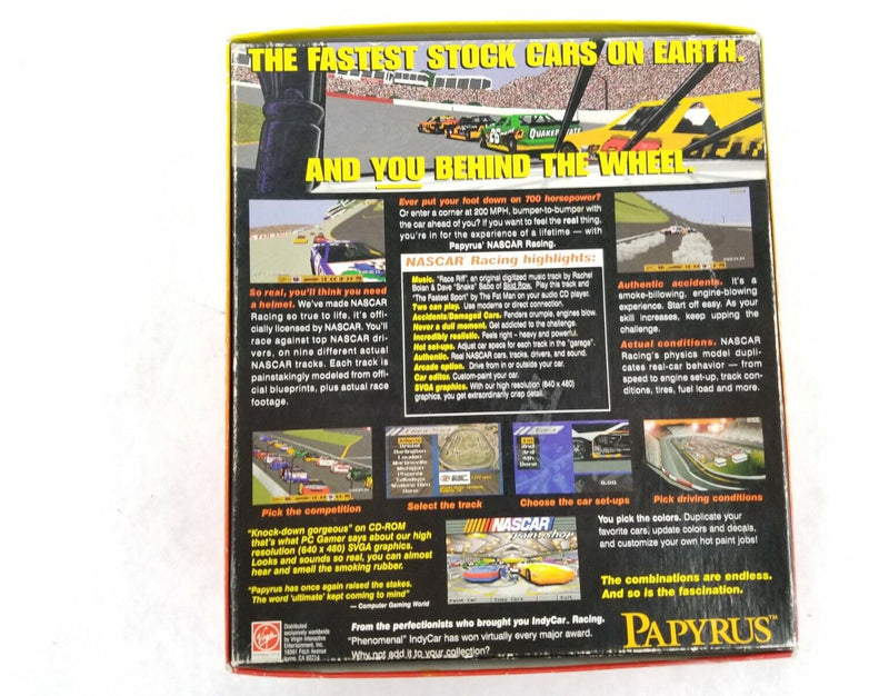NASCAR Racing (Papyrus, 1994) - PC Windows CD-ROM With Manual and Box