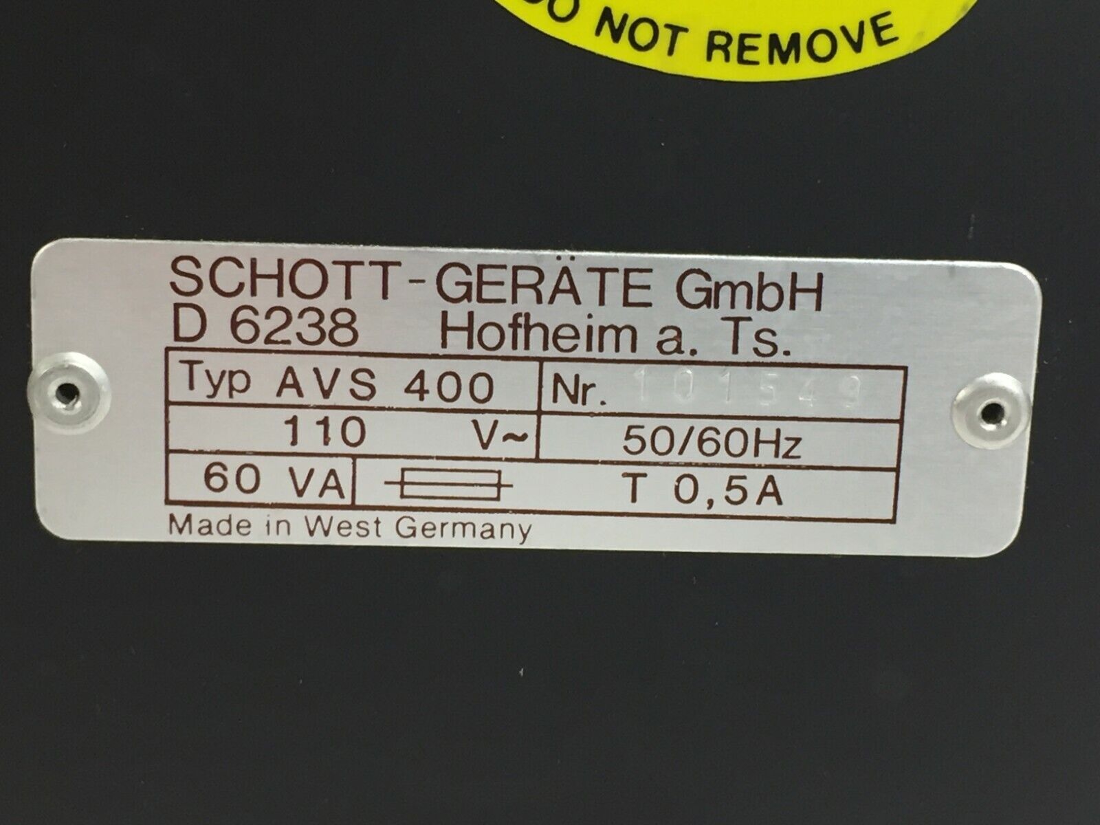 Schott Gerate AVS 400  Includes Power Cord