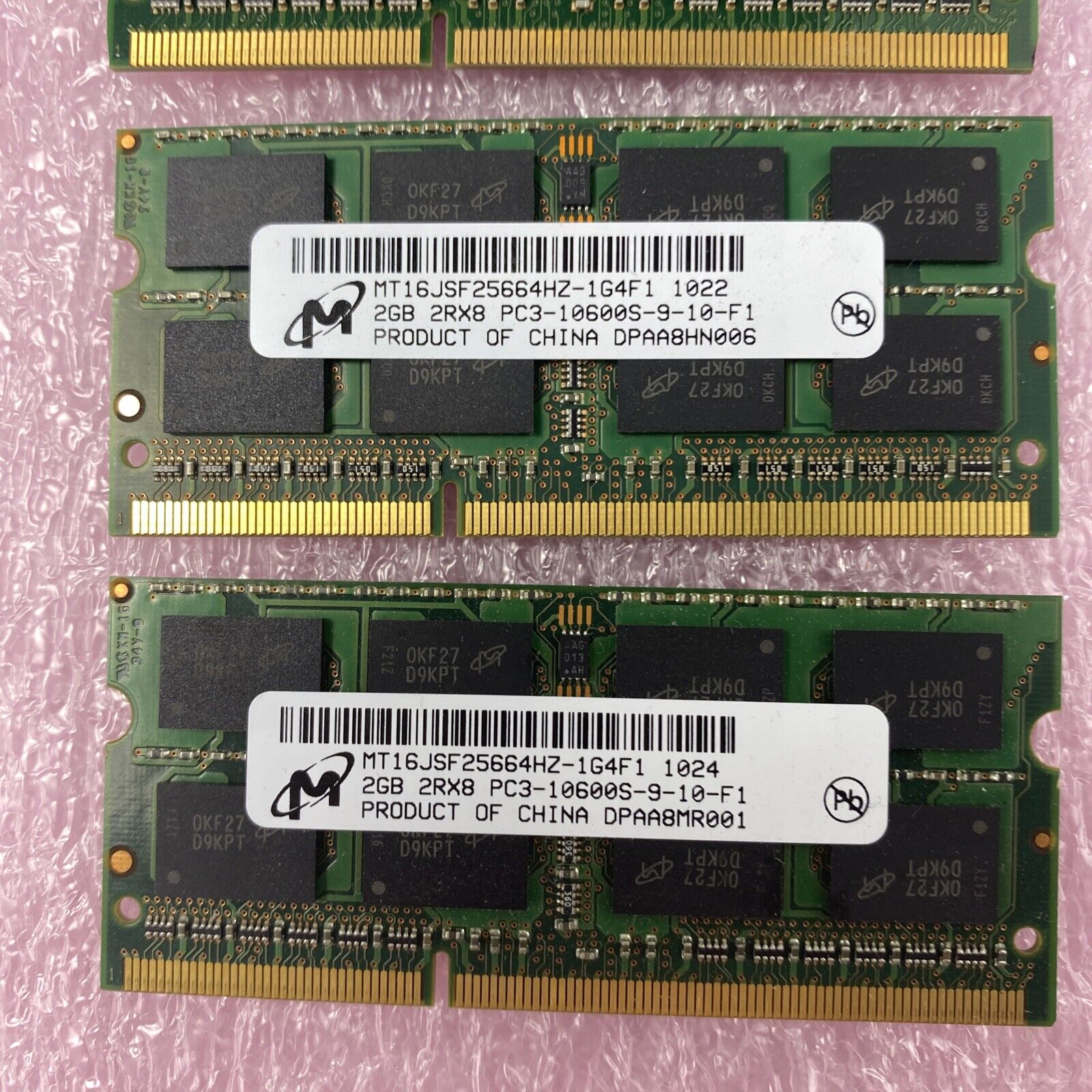 Lot( 4 ) 2GB Micron MT16JSF25664HZ-1G4F1 PC3-10600S DDR3 SO-DIMM 2Rx8 RAM