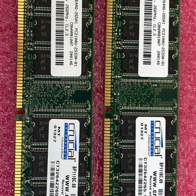 2x 256MB Micron MT16VDDT3264AG-265A1 PC2100U DDR 266MHz RAM Memory