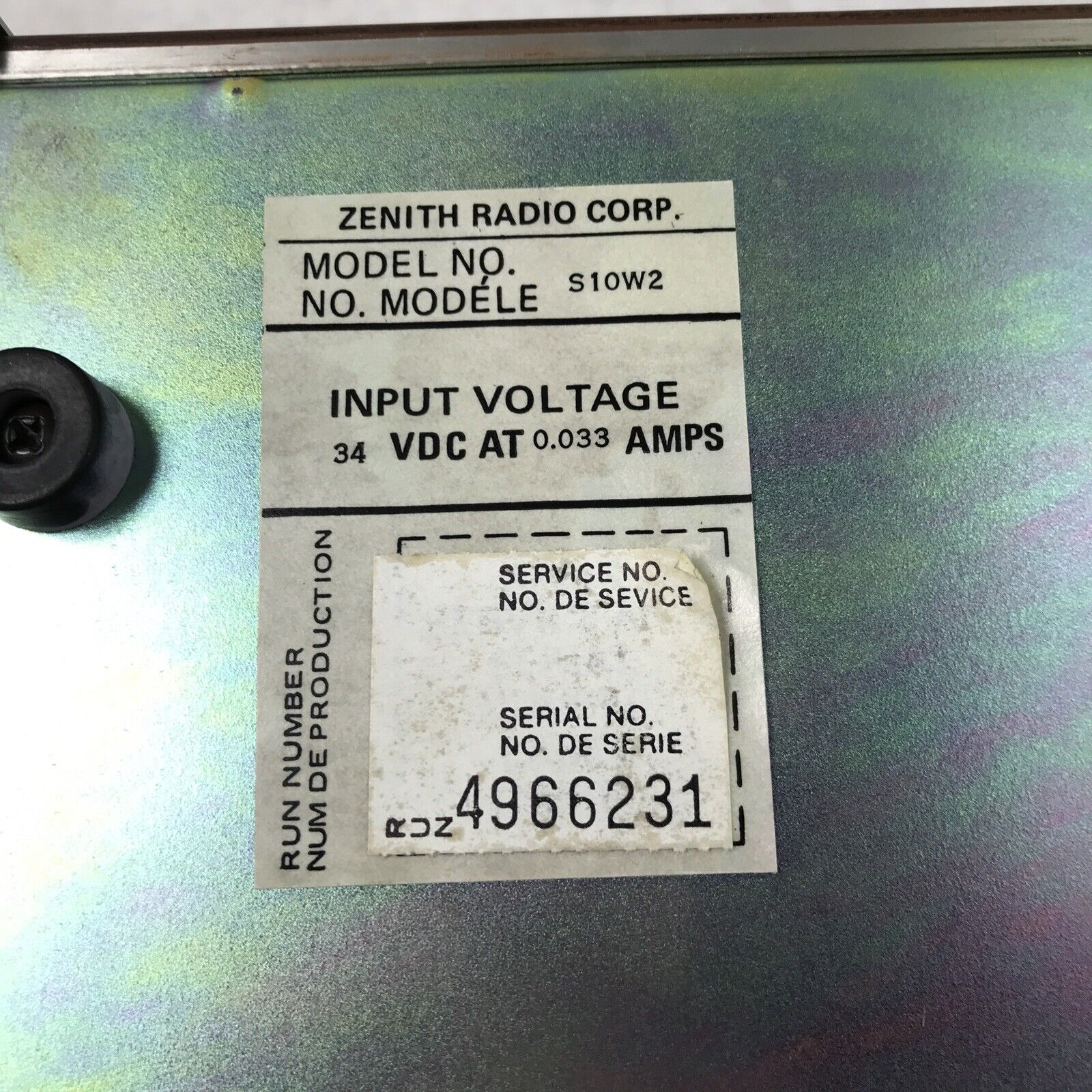Zenith S10W2 Electronic Home Video Organizer