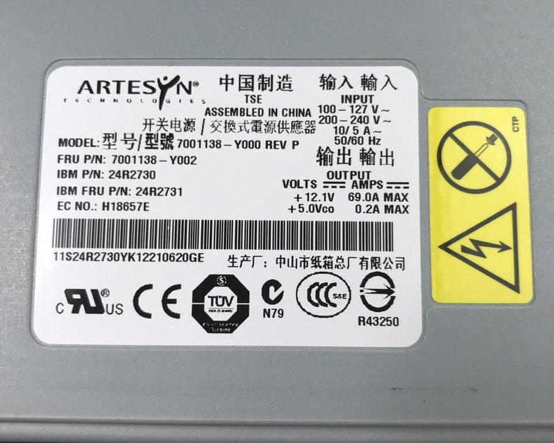 (Lot of 2) Artesyn 7001138-Y002 Power Supply 240V 60Hz 24R2731