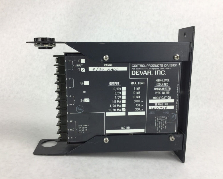 DEVAR 18-119 High-Level Isolated Transmitter 18-119  10/50 MA  4/20 MADC Range