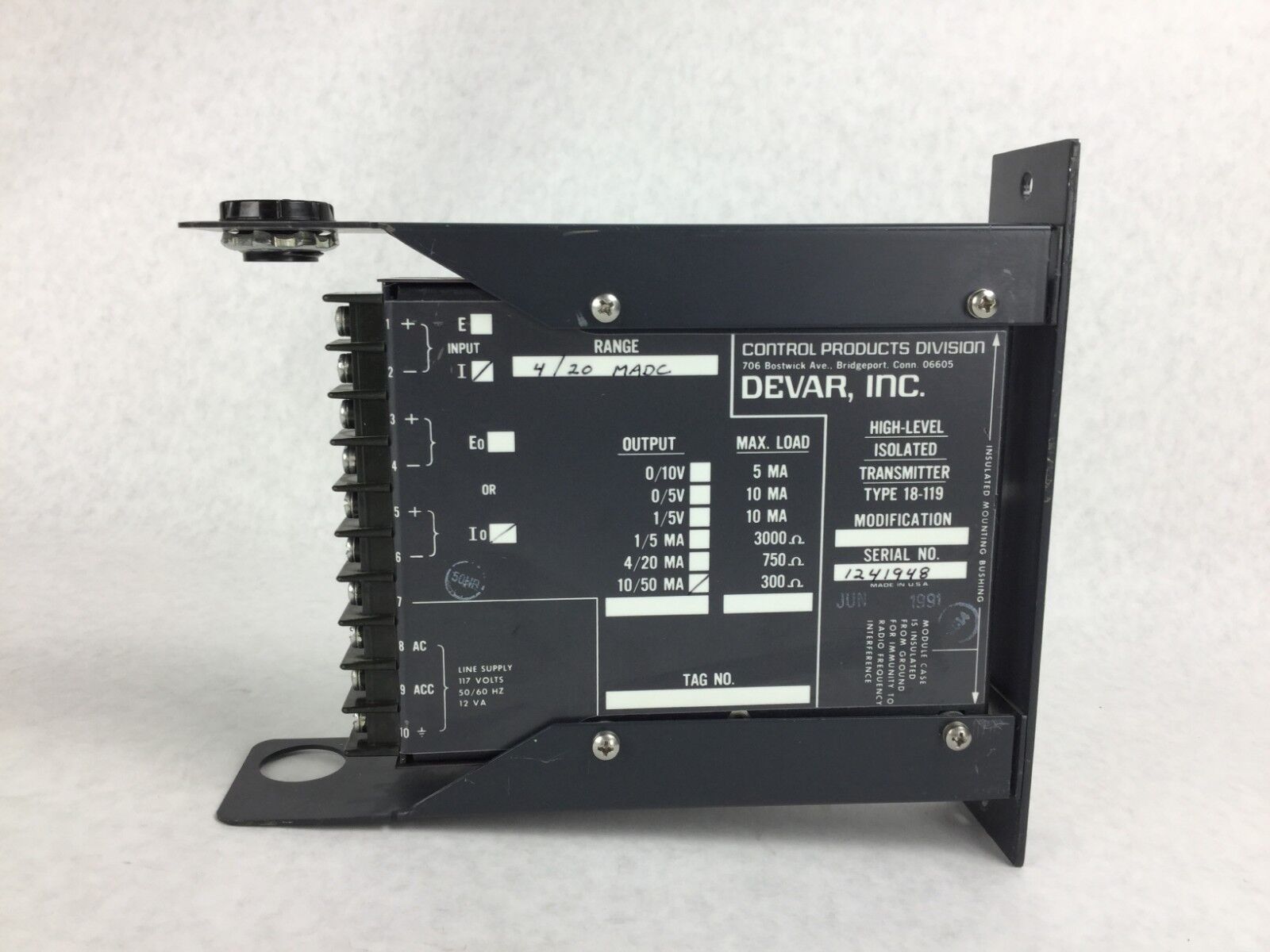 DEVAR 18-119 High-Level Isolated Transmitter 18-119  10/50 MA  4/20 MADC Range