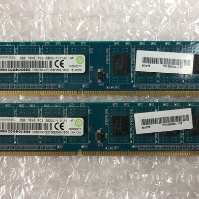 HP 655409-150 Ramaxel 4GB (2x 2GB) PC3-12800U DDR3-1600MHz Unbuffered RAM