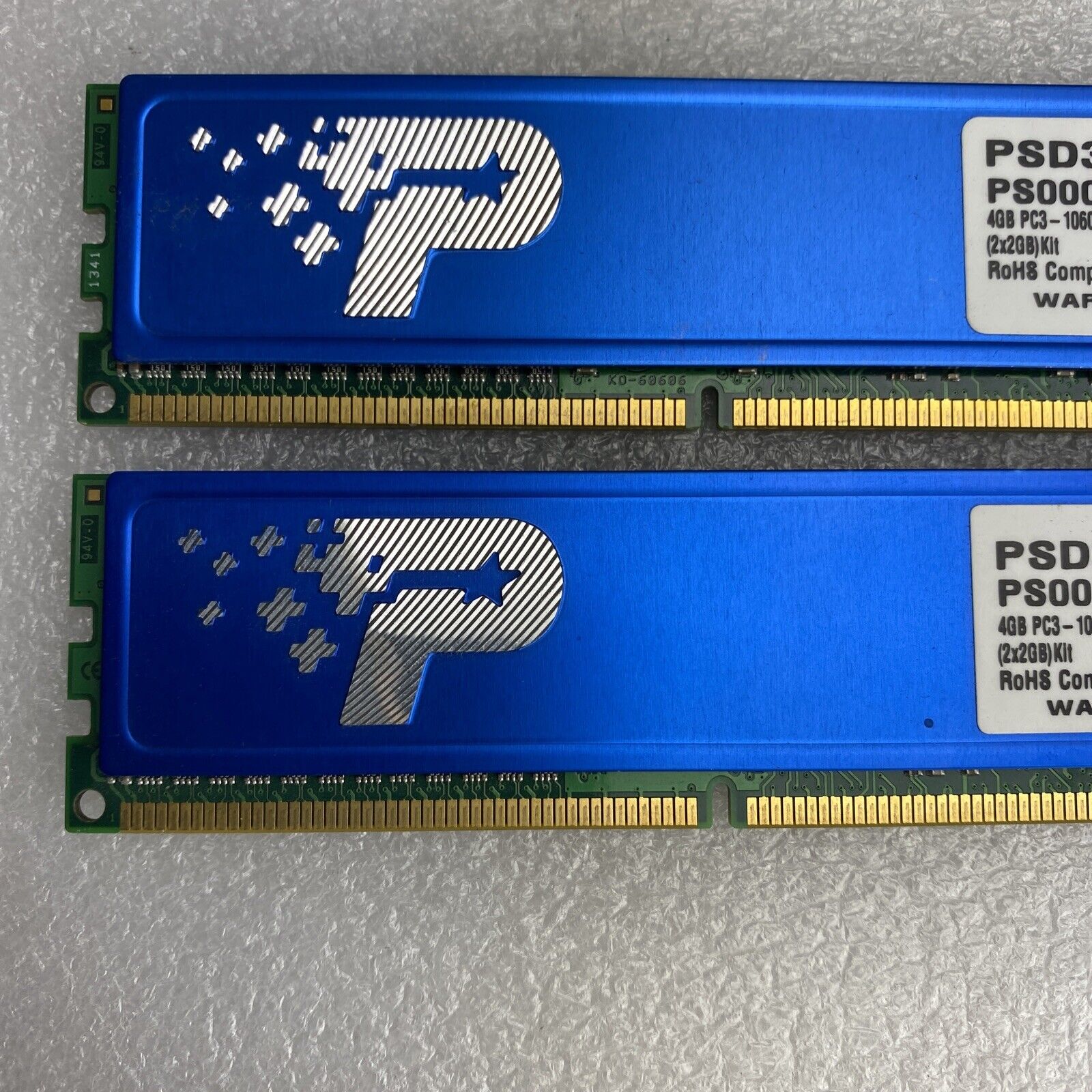 Lot of ( 2 )x 2GB Patriot PSD34G1333KH PC3-10600 1333MHz DDR3 Desktop RAM