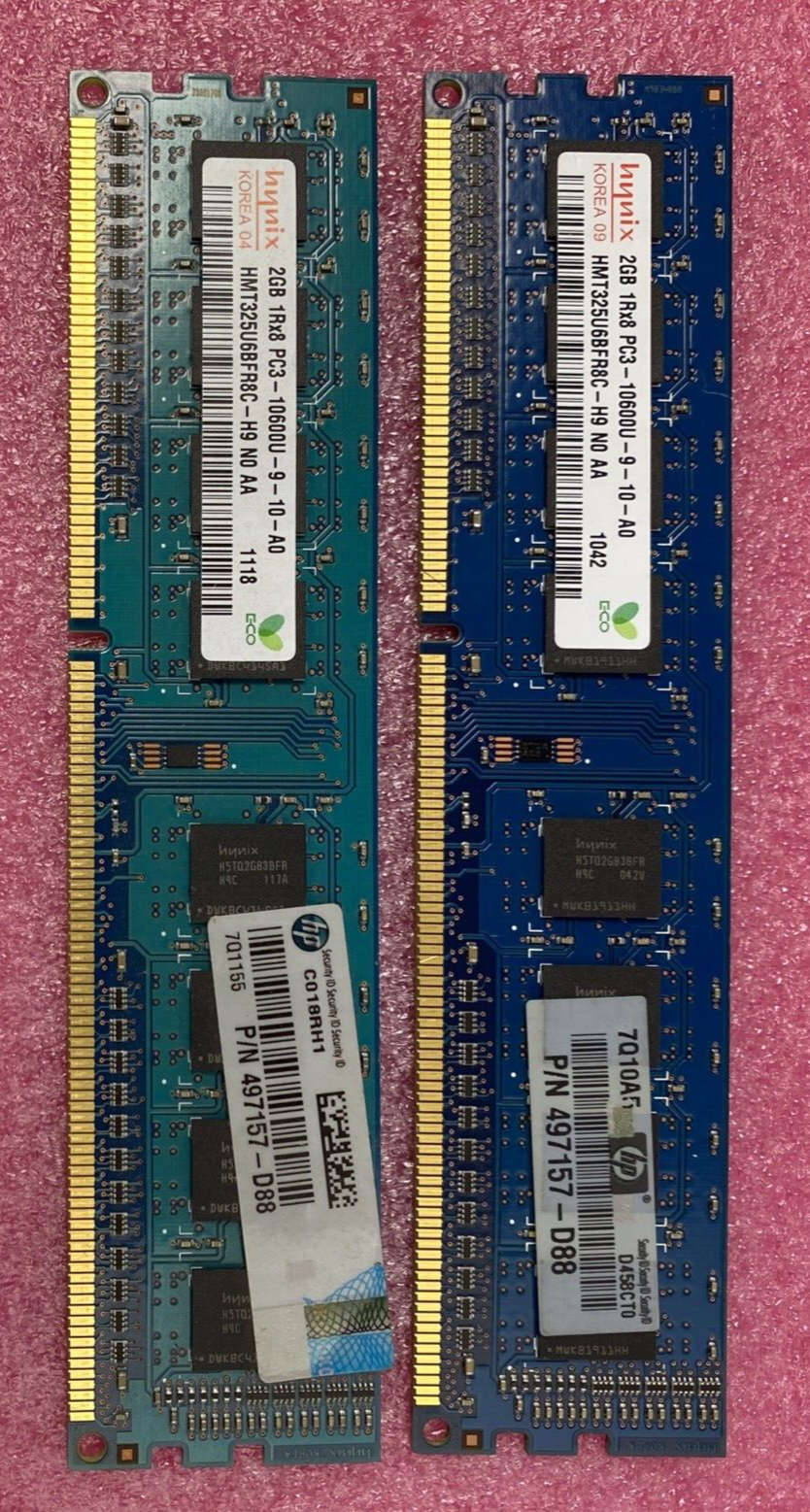 Lot( 2 ) 2GB Hynix HMT325U6BFR8C-H9 PC3-10600U UBDIMM 1333MHz DDR3 SDRAM