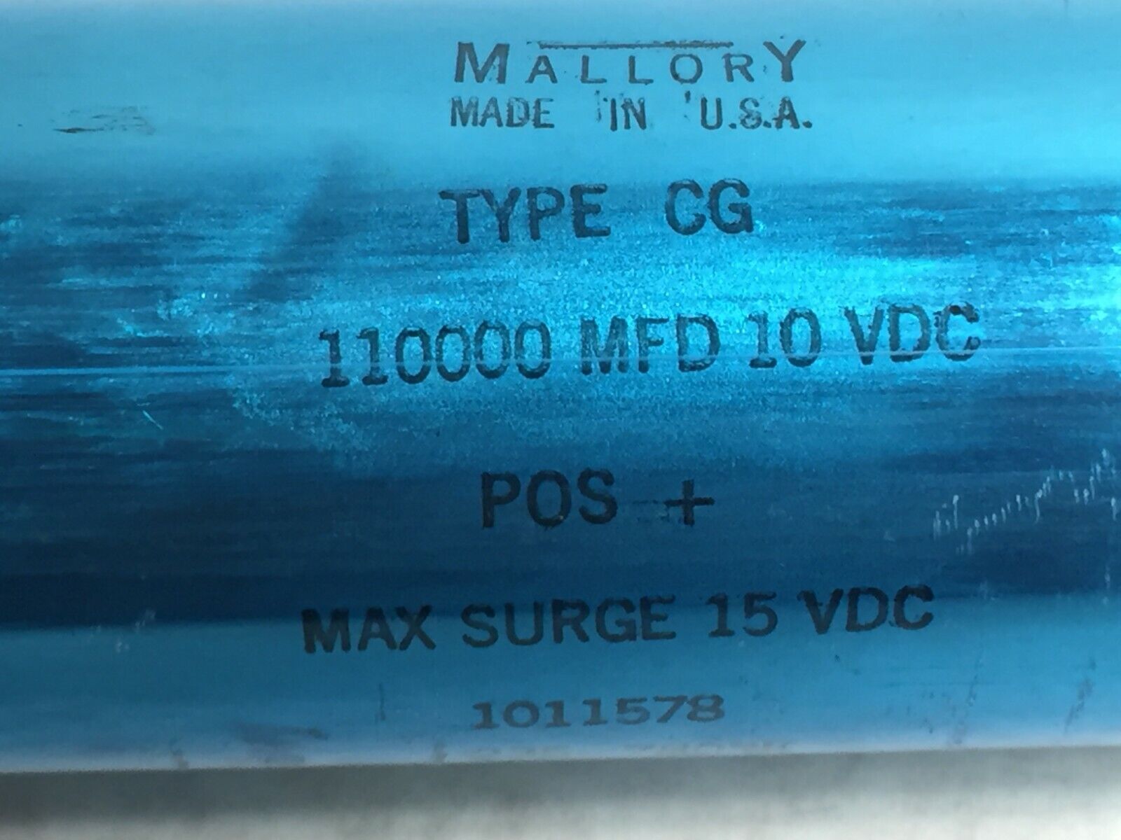 NOS Mallory Type CG 110000MFD 10VDC Max Surge 15VDC 1011578 235-7803K Capacitor