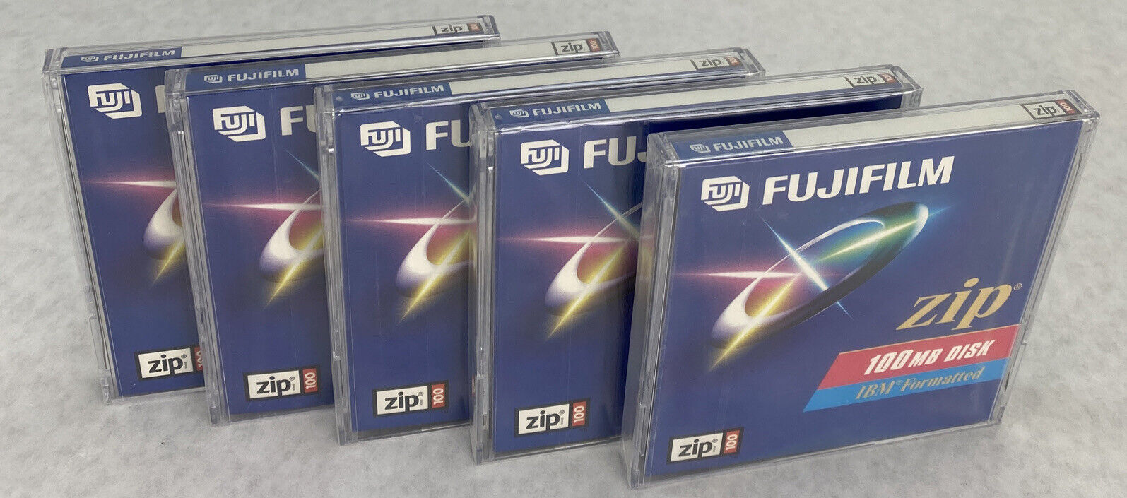 Lot( 5 ) FujiFilm 100mb Zip Disk Factory Sealed IBM Formatted