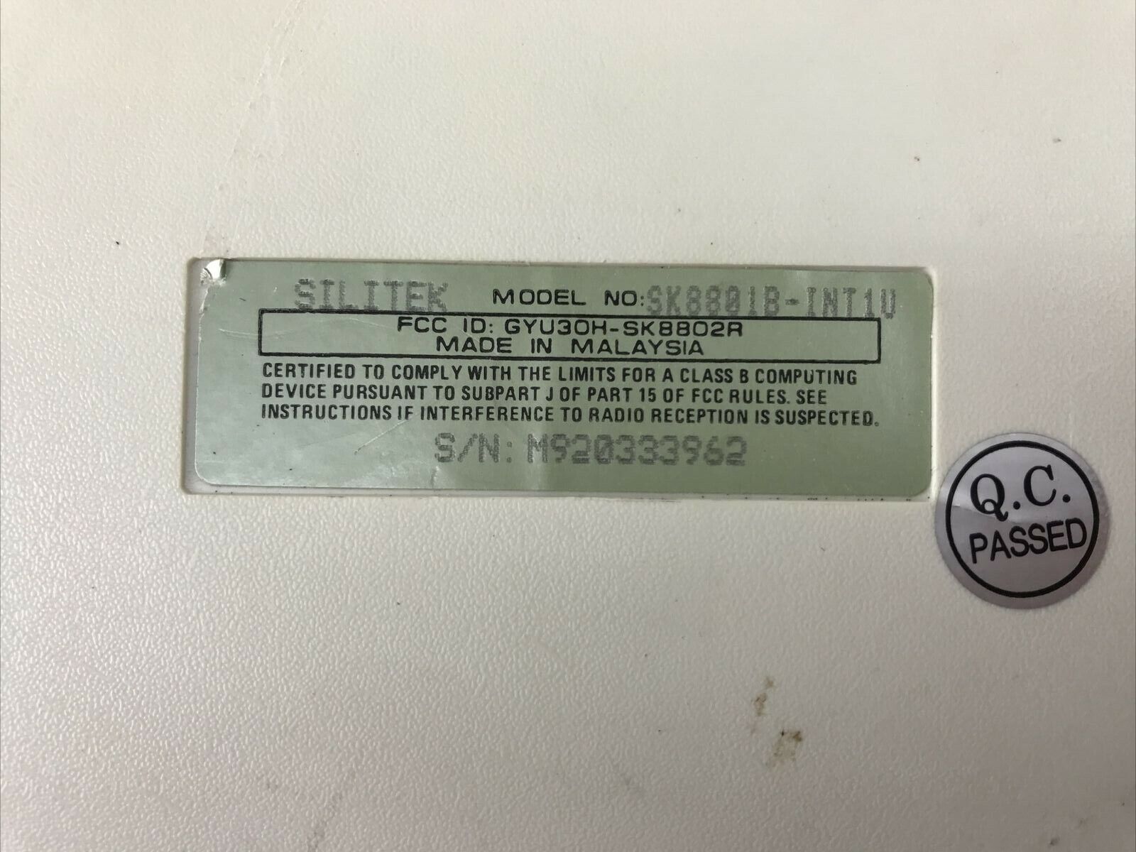Vintage Silitek Keyboard SK8801B-INT1U