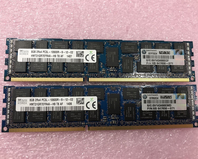 Hynix 16GB 2x8GB 2Rx4 PC3L-10600R-9-12-E2 Ram HMT31GR7EFR4A-H9