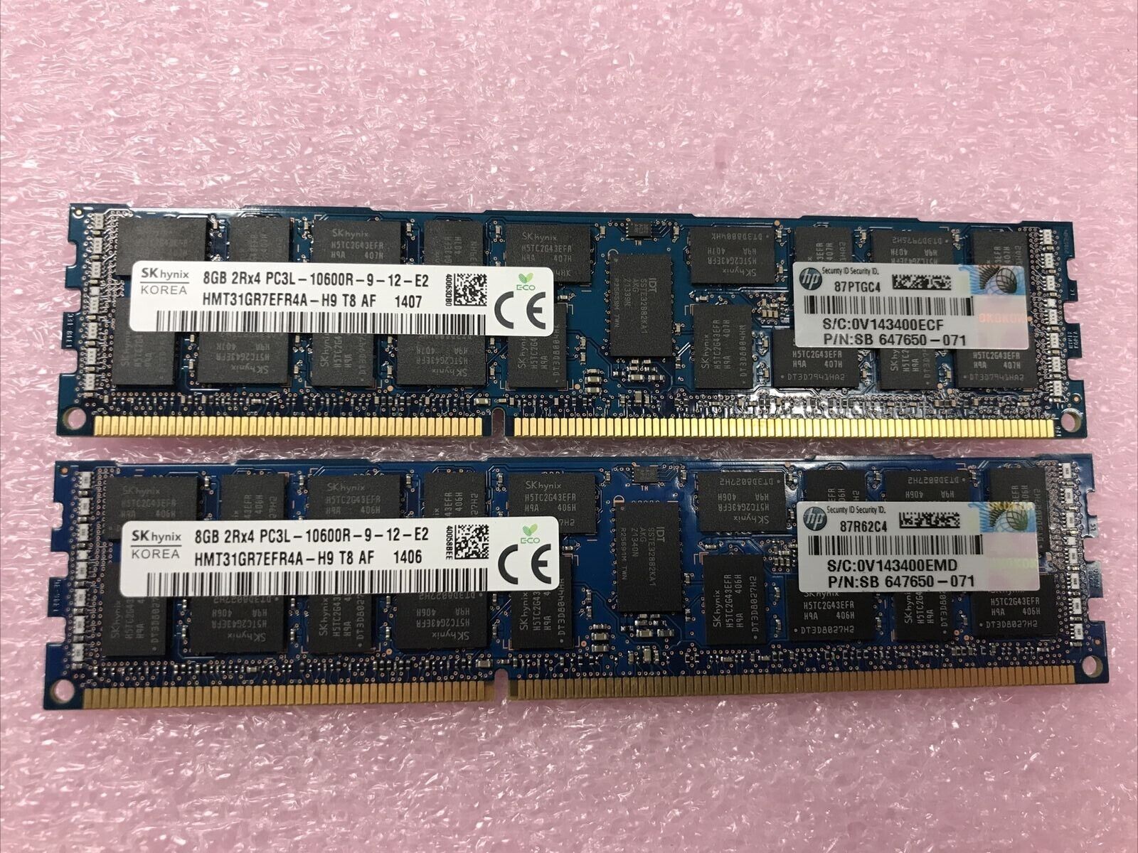 Hynix 16GB 2x8GB 2Rx4 PC3L-10600R-9-12-E2 Ram HMT31GR7EFR4A-H9