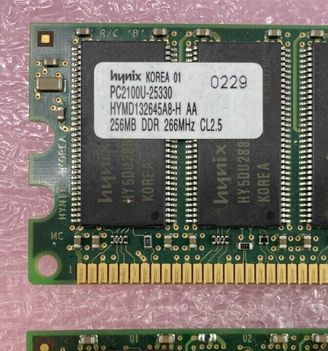 3x256MB various PC2100U 266MHz DDR memory RAM Hynix HYMD132645A8-H Elpida Micron