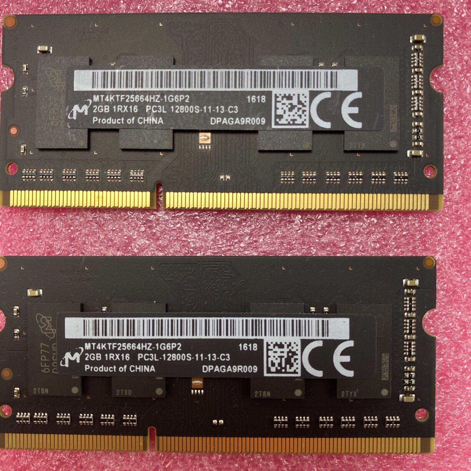 8x 2GB Micron 1RX16 memory PC3L-12800S-11-13-C3 MT4KTF25664HZ-1G6P2