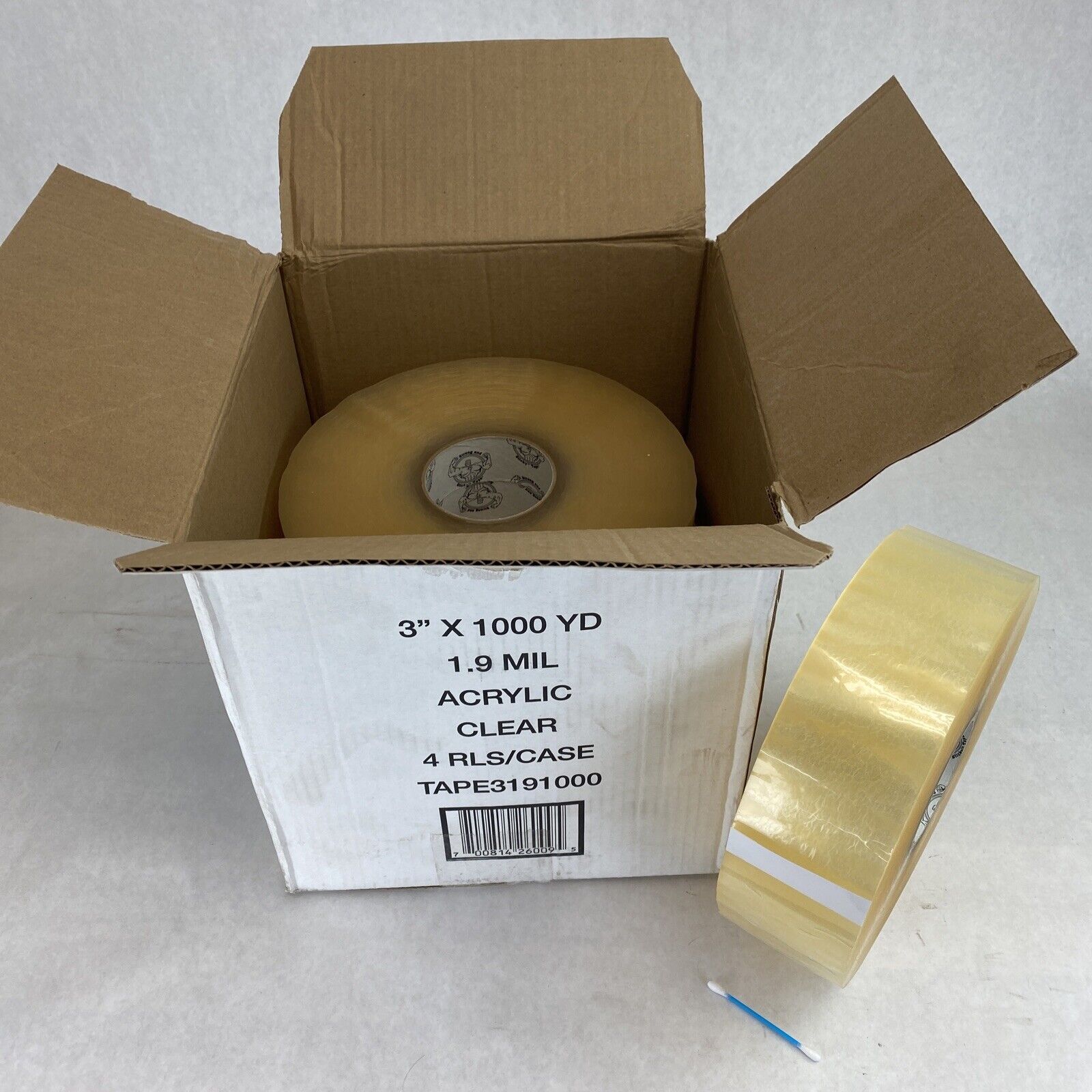 4 rolls Strong and Sticky 3191000 1.9 mil clear acrylic tape 3" x 1000 yd