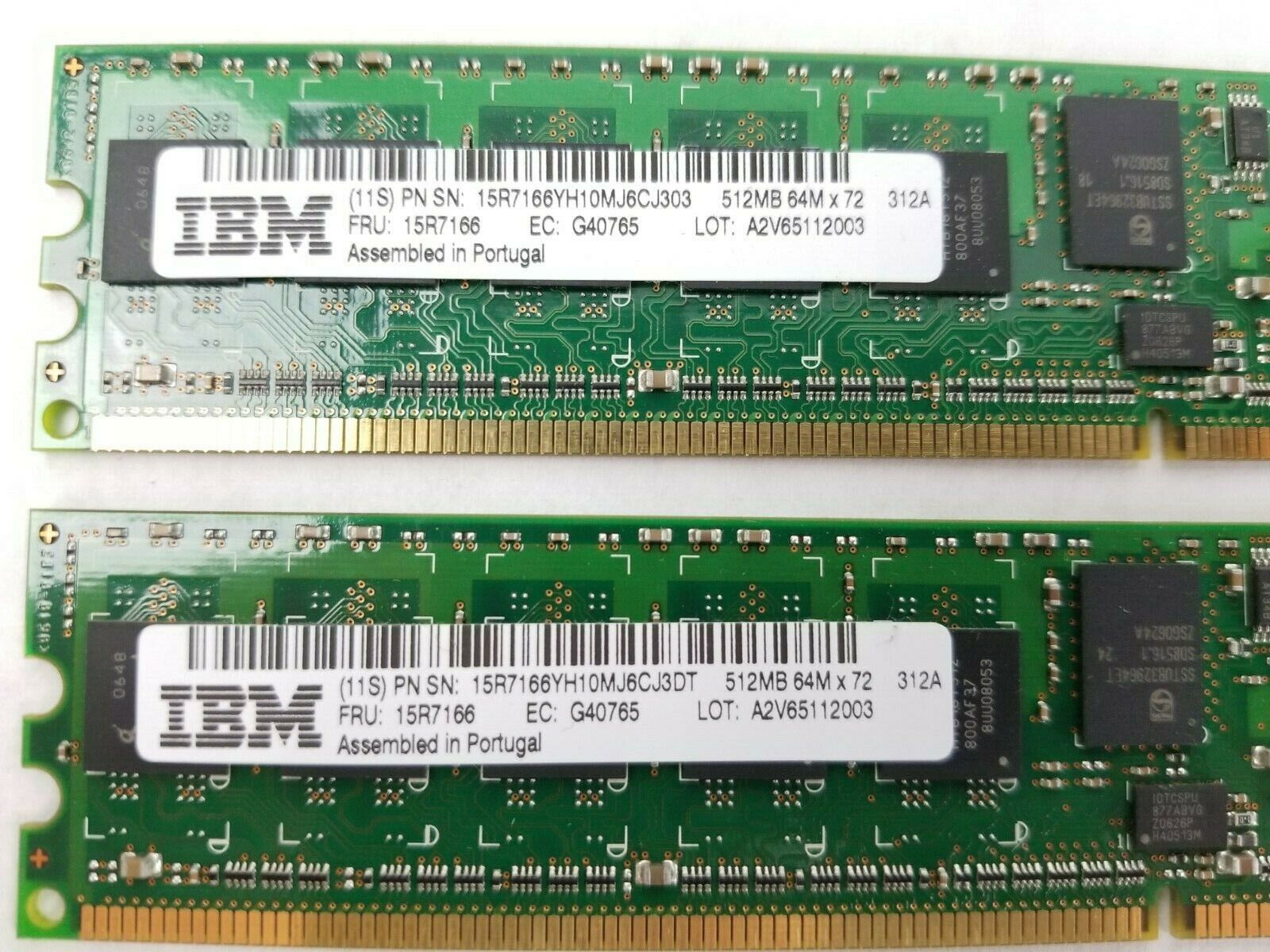 Lot Of (2) IBM 15R7166 512Mb DIMM 276-PIN 533MHz DDR-2 SDRAM PC2-4200