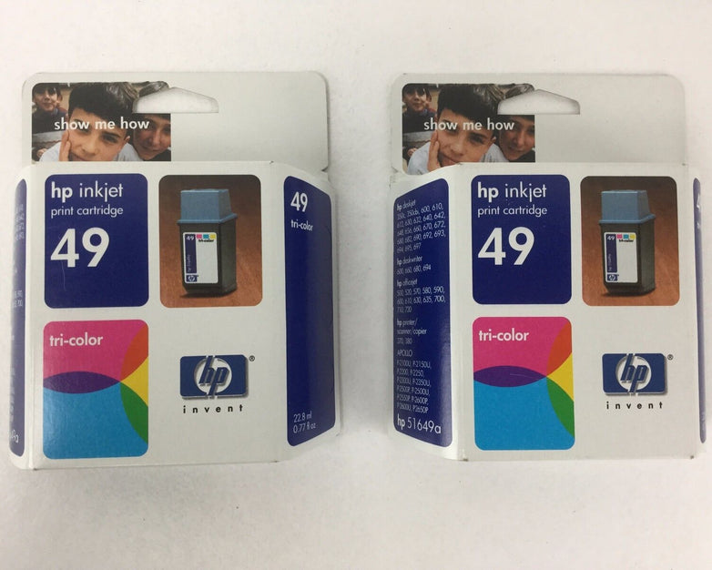 HP 49 Tri Color Ink Cartridge 51649A New Factory Sealed, (Lot of 2)