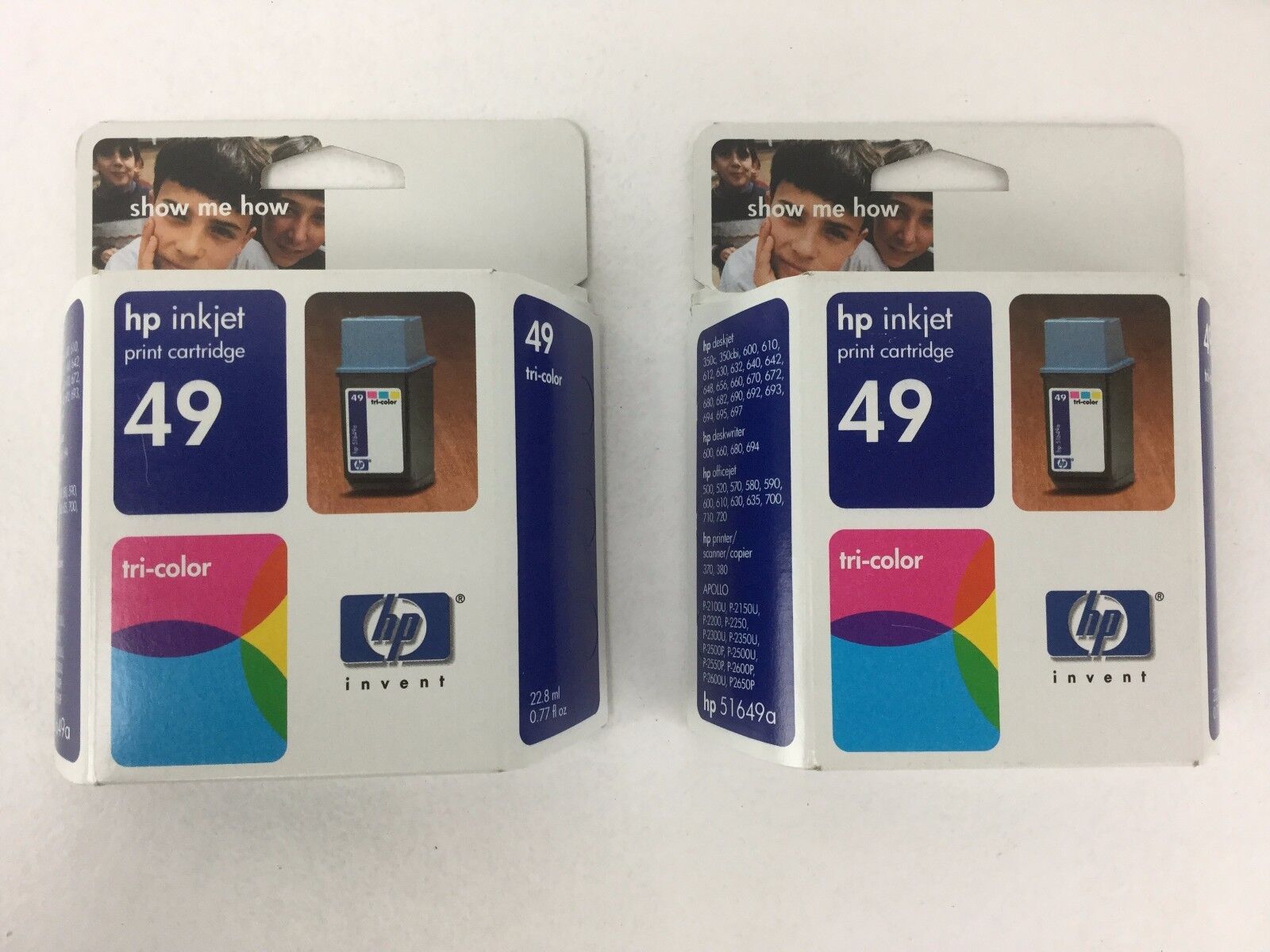 HP 49 Tri Color Ink Cartridge 51649A New Factory Sealed, (Lot of 2)