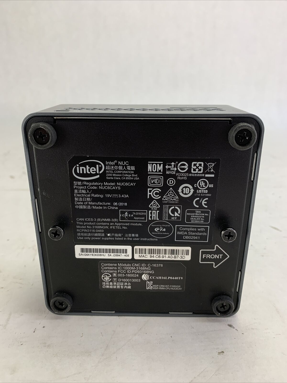 Intel NUC6CAYS Micro Intel Celeron 3455 1.5GHz 2GB RAM No HDD No OS