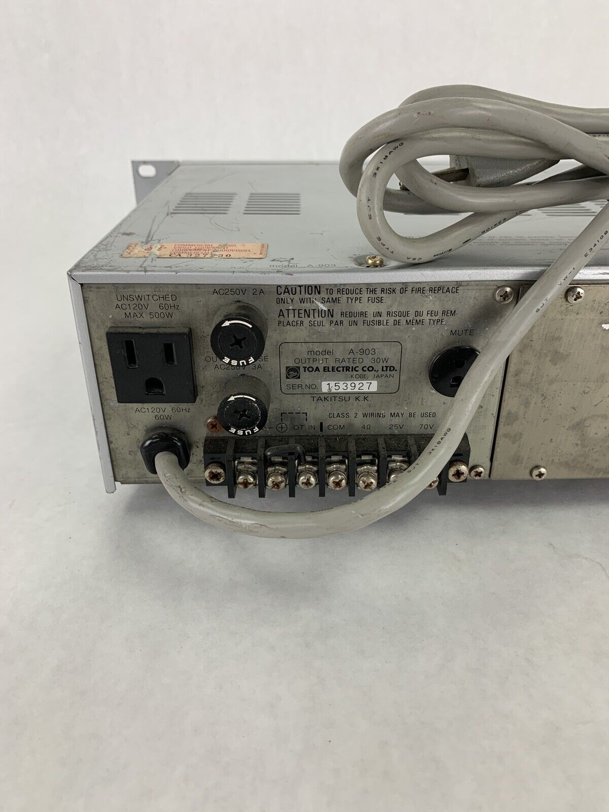 TOA A-903A 900 Series Mixer Power Amplifier Tested Missing Modular Cards
