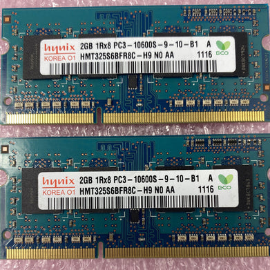 Lot( 2 ) 2GB Hynix HMT325S6BFR8C-H9 SO-DIMM 1333 MHz PC3-10600 DDR3 SDRAM Memory