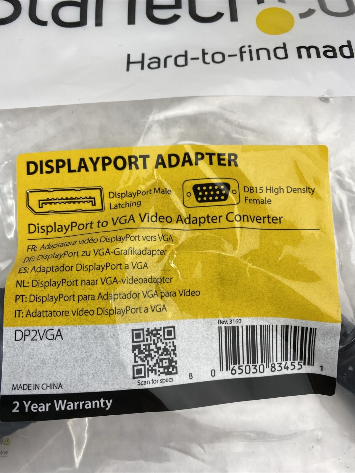 StarTech DP2VGA DisplayPort to VGA Video Display Adapter Converter Latched