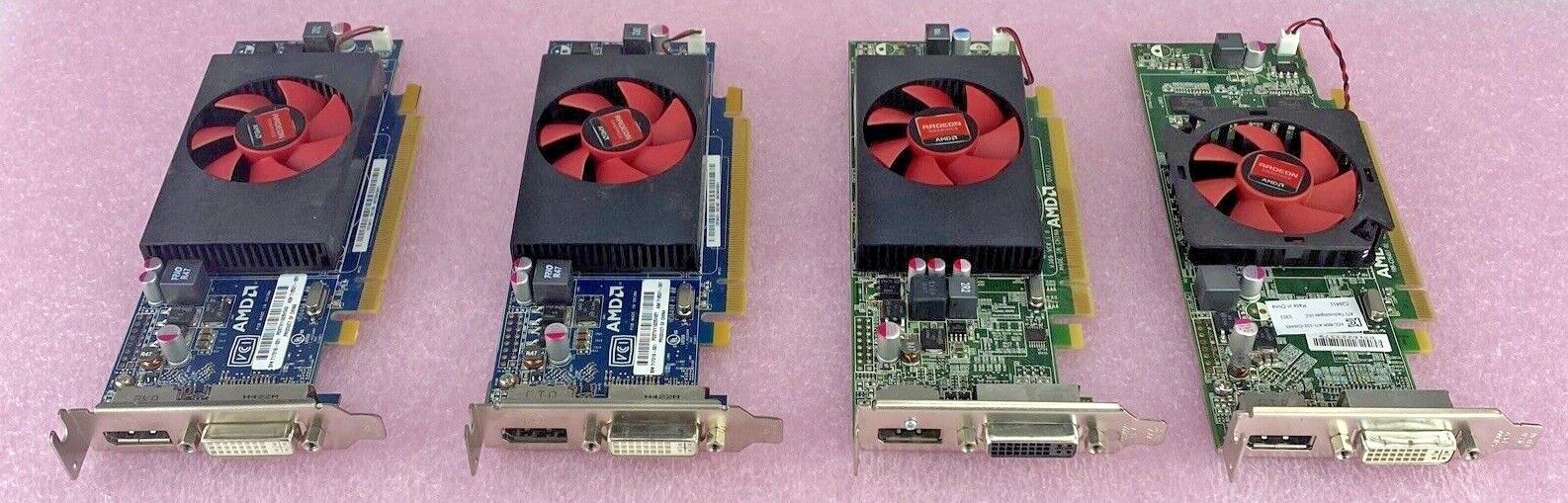 Mix of 4 Untested Radeon 1GB DisplayPort DVI PCIe16 Low Profile GPUs