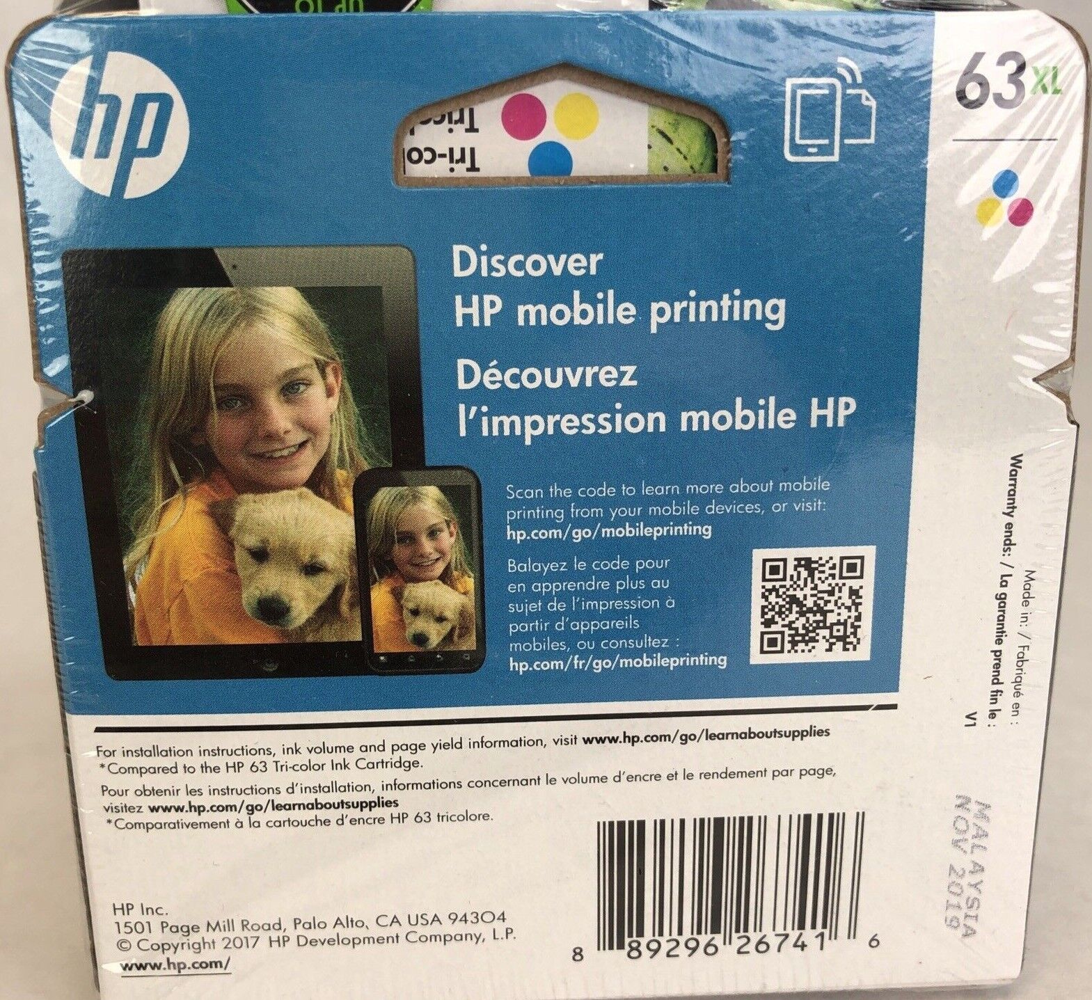 Sealed HP 63XL Color Ink Cartridge 4 Pack