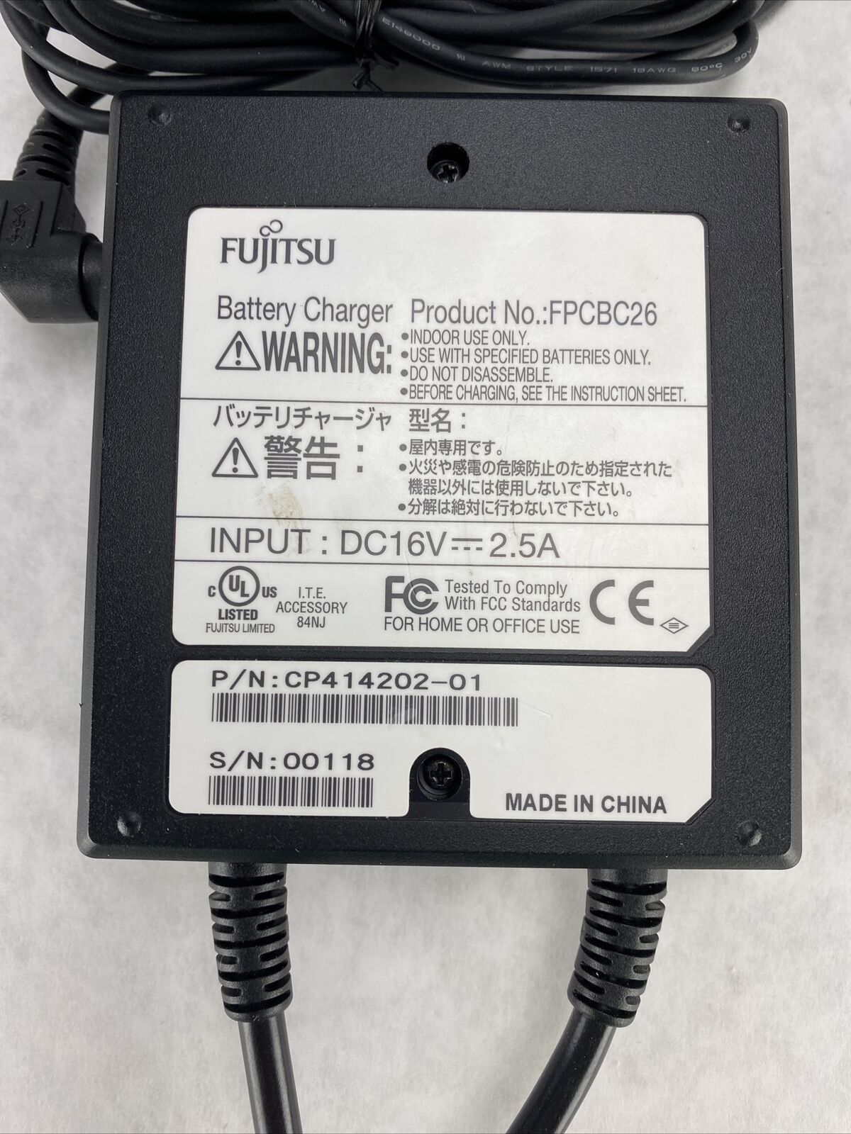 Fujitsu OEM Battery Charger AC Adapter for Fujitsu Stylistic Q550 Q552 Q572