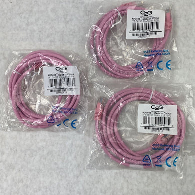 Lot( 3 ) 7ft Pink Cat5e C2G 00498 Snagless Unshielded UTP Ethernet Patch Cable