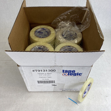 72 rolls tapelogic 1300 semi-clear Filament Tape 1/2" x 60yd or 12mm x 55m