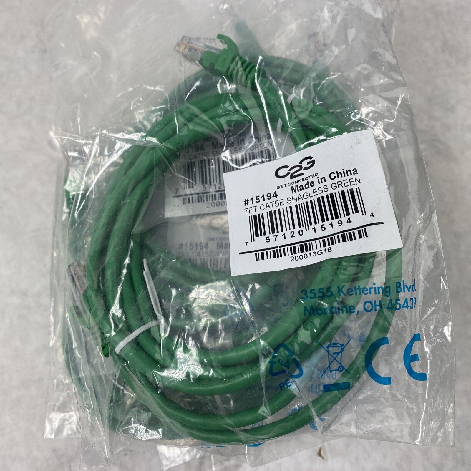 Lot( 10 ) 7ft Green Cat5e C2G 15194 Snagless Unshielded UTP Ethernet Patch Cable