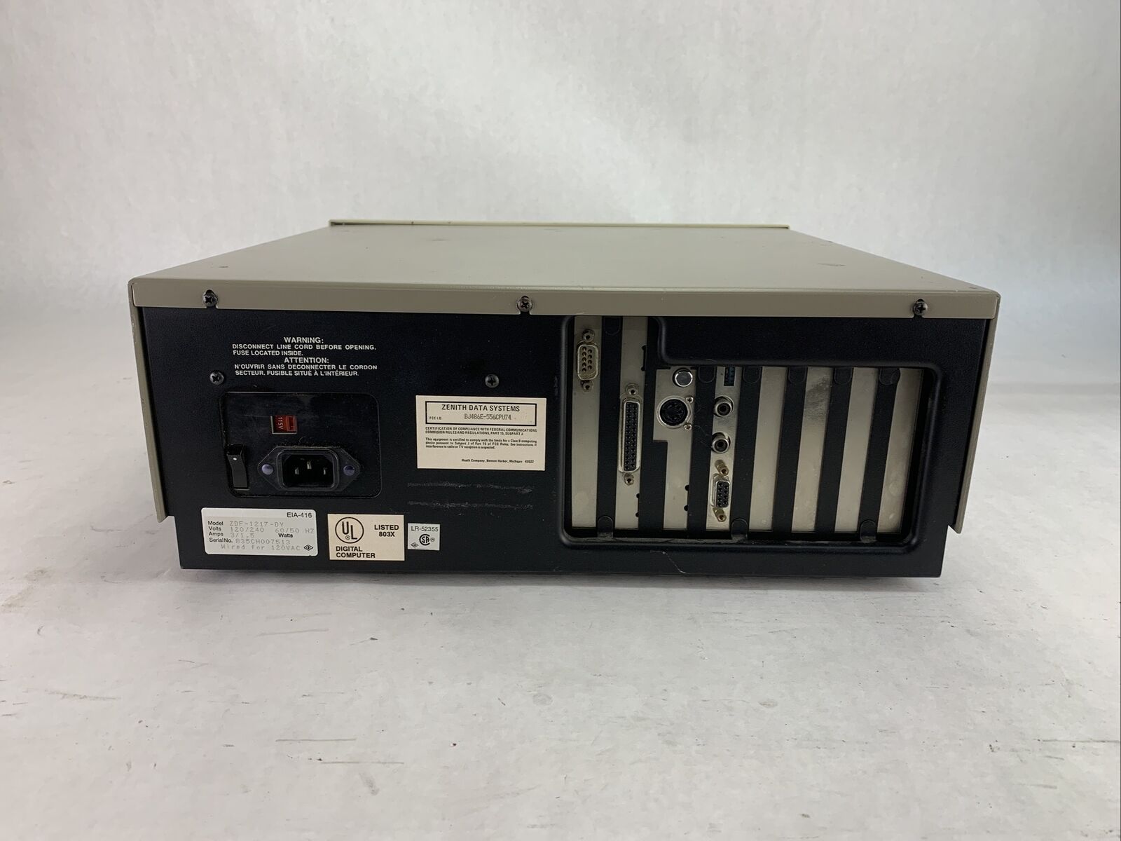 Zenith ZF-1217-DY P8088-2 815MHz 640MB RAM No HDD No OS