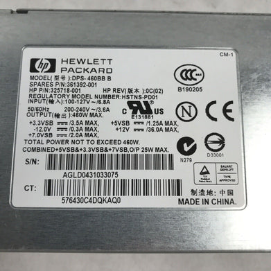 HP 325718-001 Redundant Power Supply 361392-001 325718-001 DPS-460BB