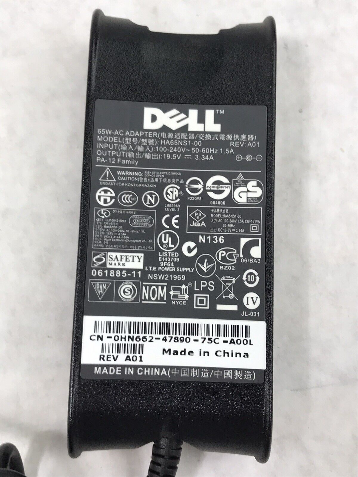 Genuine OEM Dell HA65SN1-00 Laptop Charger AC Adapter Power Supply PA-12 65W