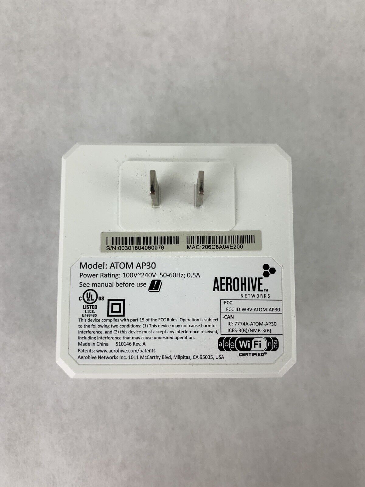 AEROHIVE Atom AP30 WiFi Access Point